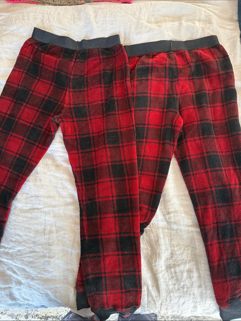Abercrombie Red & Black Plaid Fleece Pajama Pants